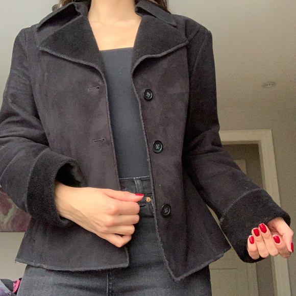 90s Vintage Black Suede Jacket - Picture 2 of 7